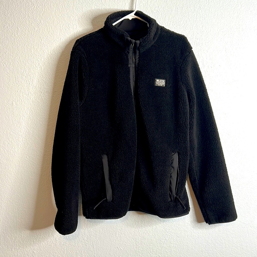 Black Full-Zip Fuzzy Sweater